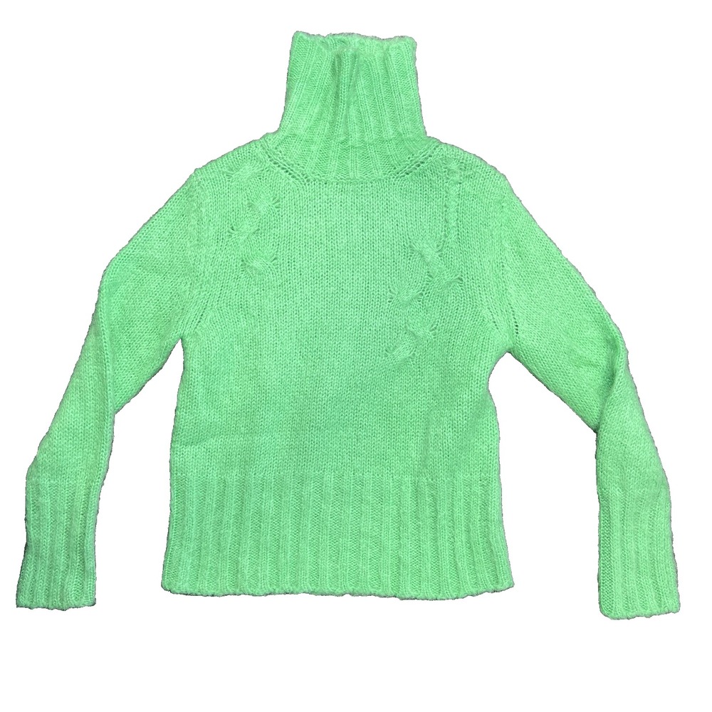 ALYSI Mohair blend Made in Italy Size Med Turtle neck Sweater Green - Picture 2 of 16